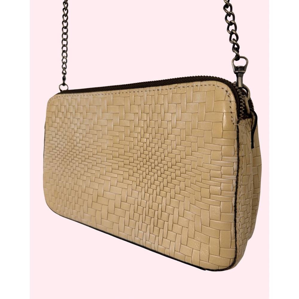 Patricia Nash Chambery Woven Rattan Straw  Leather Crossbody Bag Double Zip